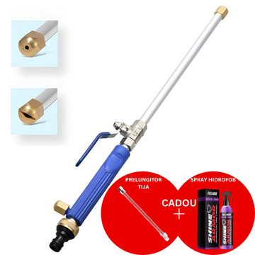 Set Accesoriu cu Presiune Reglabila, Flippy, pentru Furtun, cu Duze si Conector, Pulverizator de Apa, Tija de Stropit, 46.5 cm Lungime, Albastru - Flippy