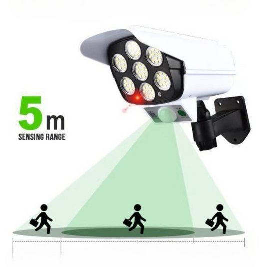 Camera de supraveghere falsa, incarcare solara, 77 LED-uri, senzor de miscare, Flippy - Flippy