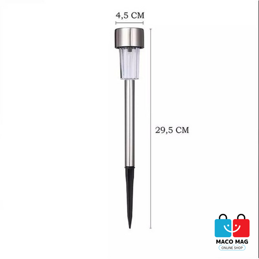 Lampa solara LED de Gradina, Flippy, Set 12 Bucati, Dispersor normal, putere 0.06W, Rezistenta IP 44, Lumina Alba Rece, 29 x 4.5 x 4.5 cm, Argintiu - Flippy