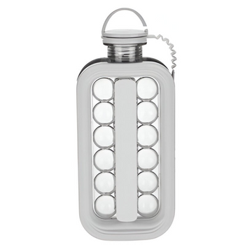 Forma pentru Gheata 2 in 1 Portabila, Flippy, Tavita sub Forma de Sticla, Diametru 3 cm, Multifunctional, 17 Bilute de Gheata, 27.5 x 11.4 x 5.5 cm, Culoare Alb - Flippy