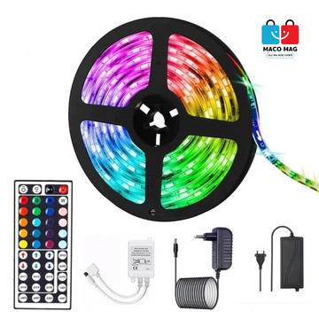 Kit Banda Led RGB SMD 5050 cu Transformator inclus Flippy - Lungime 5 M, 270 LED-uri, Telecomanda 44 taste, pentru TV, PC, Auto, IP65, Lumina Ambientala - Flippy
